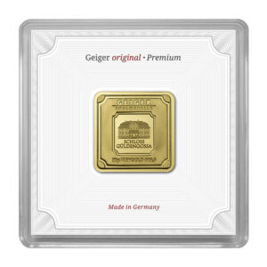 20g Gold Geiger bar in Capsule with Certificate - front